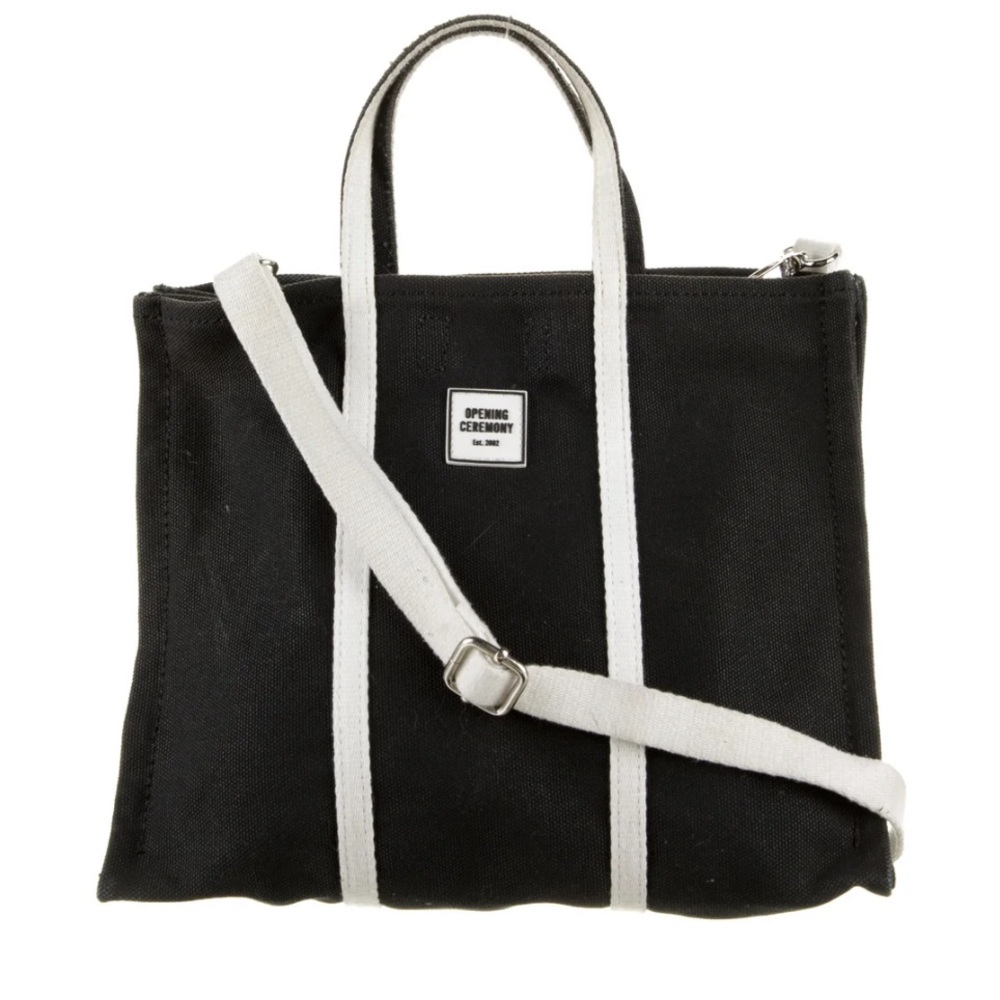 Opening Ceremony Black Canvas Crossbody Bag Adjustable Strap